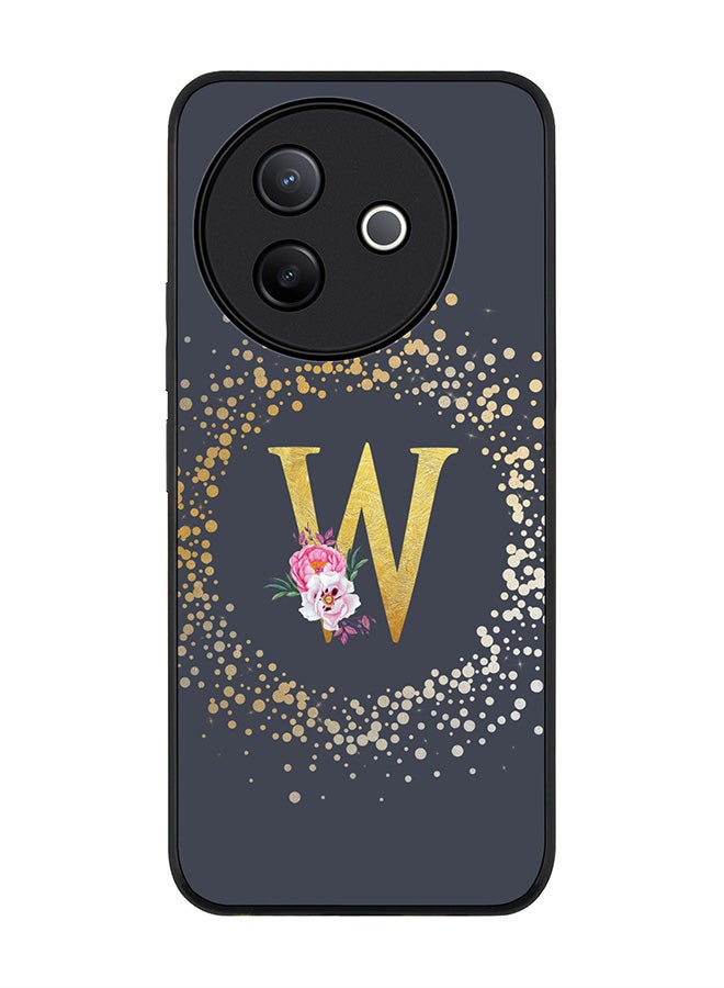 Stylizedd For Vivo Y39 5G / vivo Y300i 5G Case,Slim fit Camera Protection, Shockproof Thin Phone cover  - Custom Monogram Floral - W  (Grey ) - Image 1