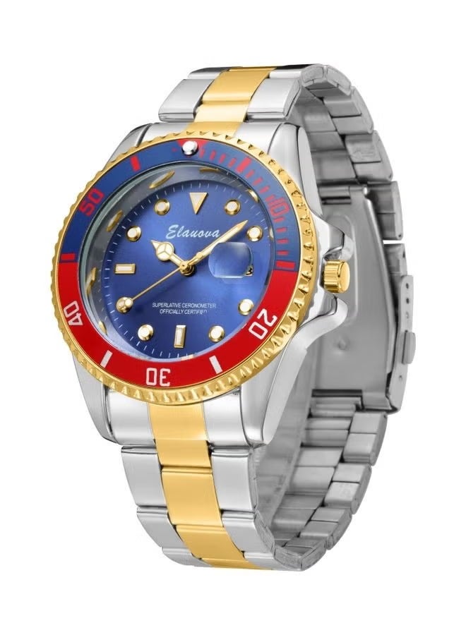 Elanova Luxury men’s watch made of stainless steel, water-resistant with sapphire crystal glass, luminous hands, and precise quartz movement. Model EL777. - Image 3