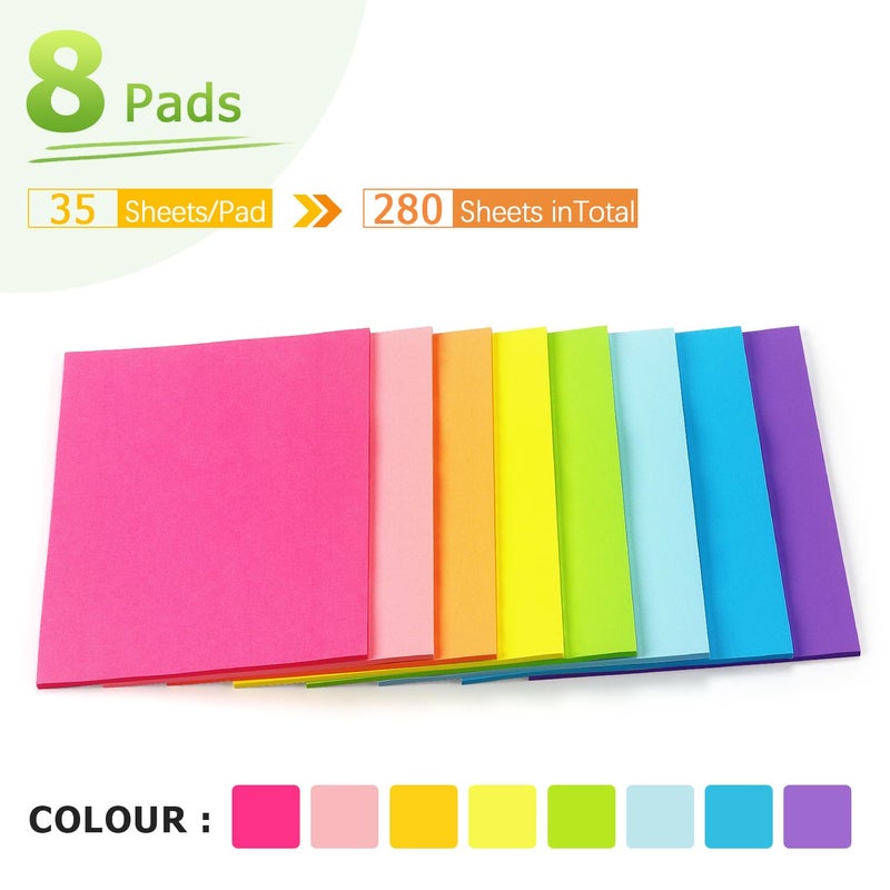 Winner Aura Sticky Notes 8x6 inch Bright Colors Self-Stick Pads 8 Pads/Pack 35 Sheets/Pad Total 280 Sheets - Image 3