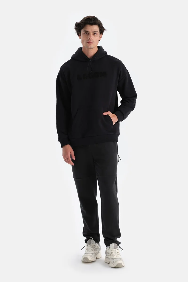 داجي Black Men's Hooded Sweatshirt with Lining