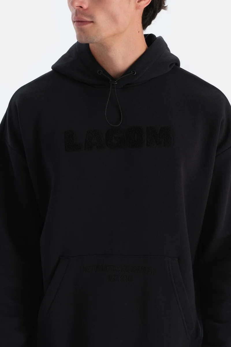 داجي Black Men's Hooded Sweatshirt with Lining