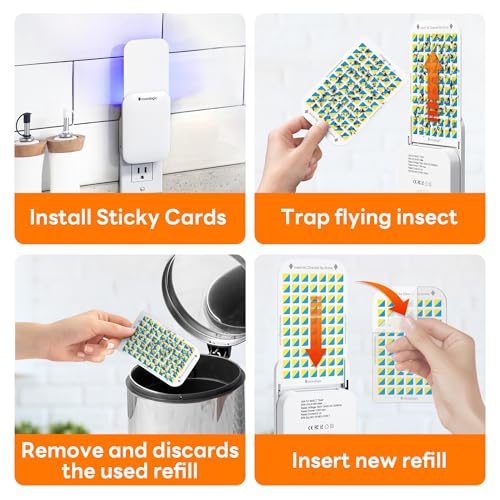 Mosalogic Fruit Fly Traps for Indoors Gnat Trap for House Indoor-600 Sqft Protection Area UV Fly Insect Trapper for Fruit Flies，Gnats，Mosquito，and Other Flying Insect Plug-in Bug Killer White 2Pack - Image 5