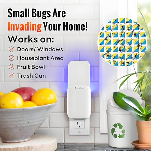 Mosalogic Fruit Fly Traps for Indoors Gnat Trap for House Indoor-600 Sqft Protection Area UV Fly Insect Trapper for Fruit Flies，Gnats，Mosquito，and Other Flying Insect Plug-in Bug Killer White 2Pack - Image 4