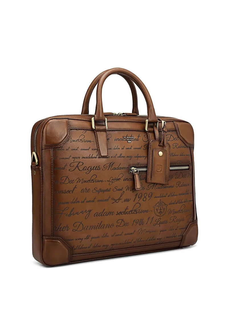 دا ميلانو حقيبة لاب توب جلد طبيعي بني من دا ميلانو