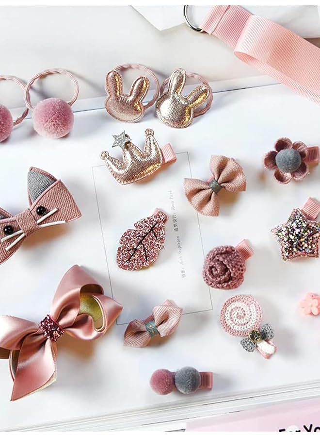 YouBella Hair Jewelery Clip Set for Baby Band for Girls (Pack of 18) (Pink)(YBHAIR 41326) - Image 5