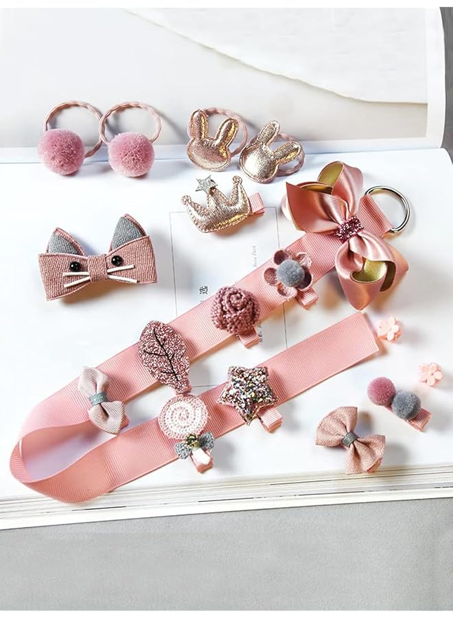 YouBella Hair Jewelery Clip Set for Baby Band for Girls (Pack of 18) (Pink)(YBHAIR 41326) - Image 3