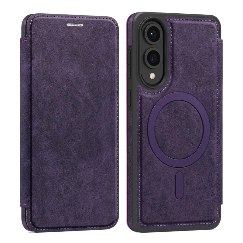MagSafe Case Scratch Resistant Protective PU for Samsung Galaxy A55 and Kickstand in Purple for Indoor Use - Image 1