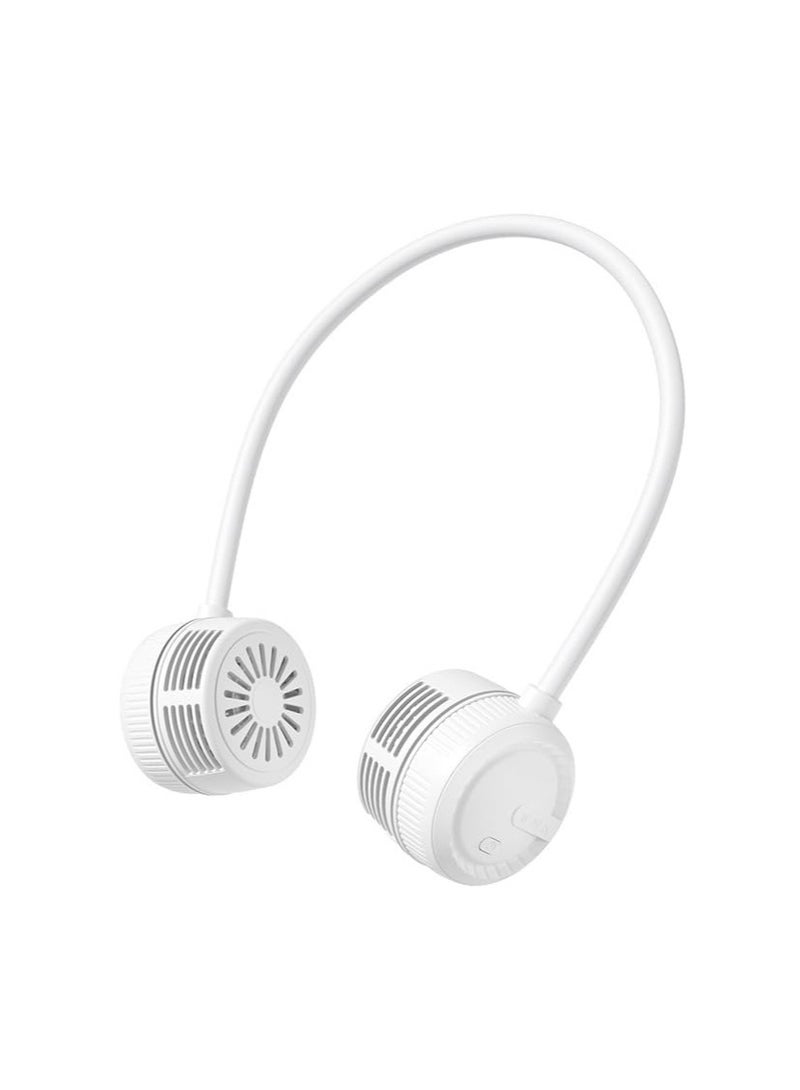 Caponi USB Rechargeable Neck and Face Fan Portable Bladeless 360 Degree Adjustable 2 Air Outlets Flexible Hose Personal Neck Fan 3 Speeds White. - Image 1