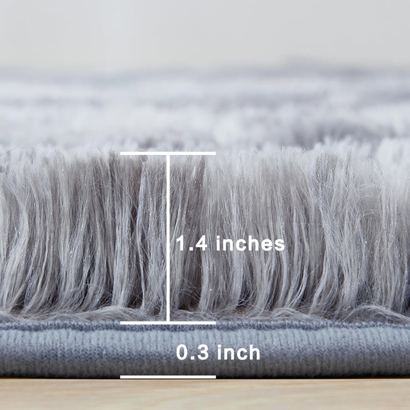 Andency 4x6 Shag Area Rug for Living Room  Tie-Dyed Light Grey Soft Fuzzy Plush Indoor Carpets for Bedroom  Non Skid Fluffy Faux Fur Rug for Room - Image 2