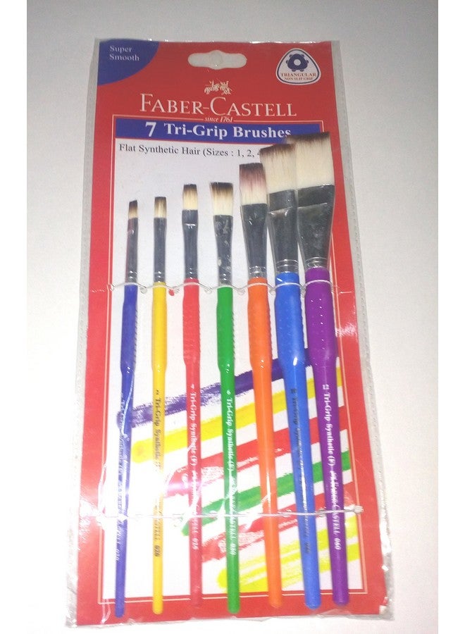 FABER-CASTELL Faber-castell TRI-Grip Brush - Flat, Pack of 7 (Assorted) 