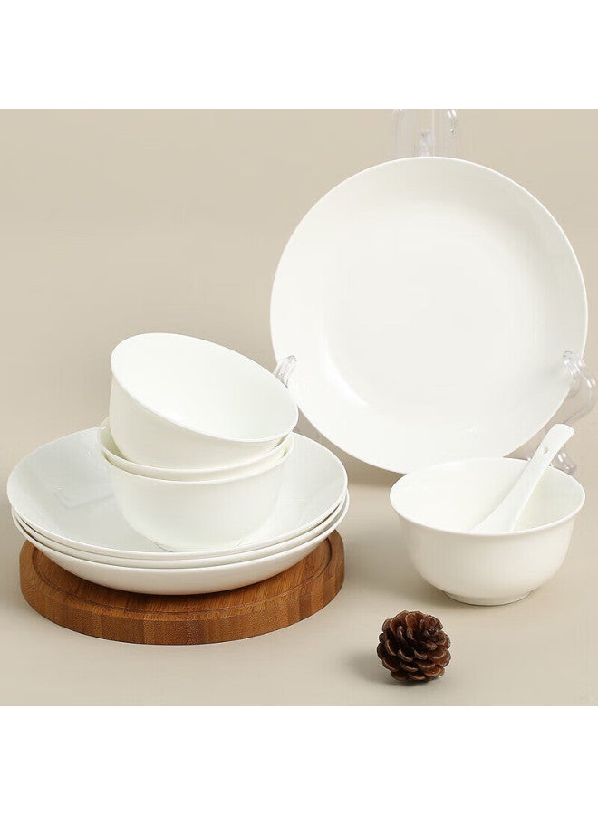 Sky Top Bone China Dinnerware Set, 8-piece Pure White Plates And Bowls For Home Use, Housewarming Gift - Image 1