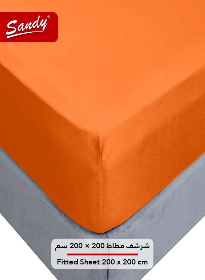 Sandy Premium Hotel Quality Fitted Sheet and Pillow Cases, Bed Sheet 3 Pieces Set, Soft & Breathable and Cooling, King Size 200 x 200 cm, Orange - Image 3