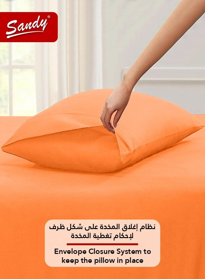 Sandy Premium Hotel Quality Fitted Sheet and Pillow Cases, Bed Sheet 3 Pieces Set, Soft & Breathable and Cooling, King Size 200 x 200 cm, Orange - Image 5