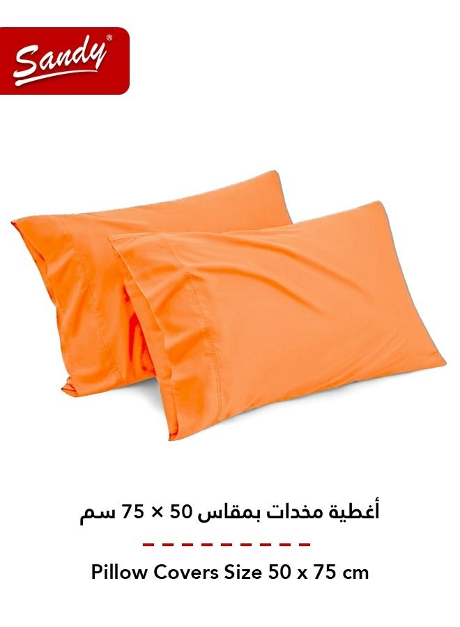 Sandy Premium Hotel Quality Fitted Sheet and Pillow Cases, Bed Sheet 3 Pieces Set, Soft & Breathable and Cooling, King Size 200 x 200 cm, Orange - Image 4
