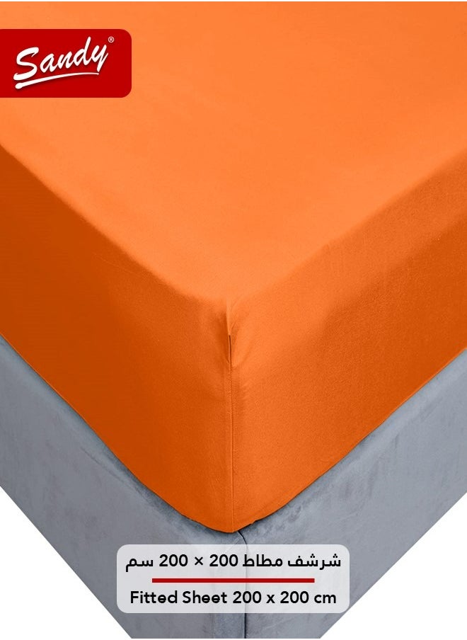 Sandy Sandy Premium Hotel Quality Fitted Sheet and Pillow Cases, Bed Sheet 3 Pieces Set, Soft & Breathable and Cooling, King Size 200 x 200 cm, Orange  - Image 2