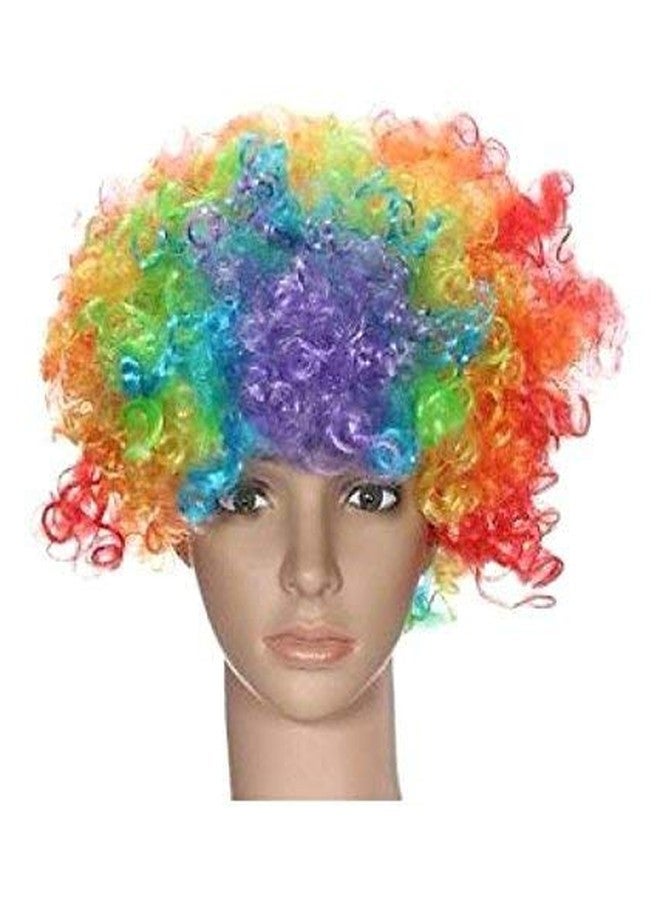 PartyFlex Multi Coloured Artificial Short Curly Hair Afro Wig for Men/Women (Pack of 1) Multicolour - Image 2