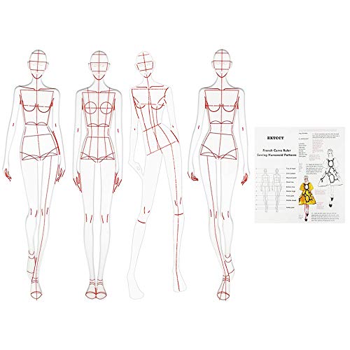 EXTCCT Update 4PCS Fashion Drawing Ruler, French Curve Ruler Sewing Humanoid Patterns Design, Clothing Measuring French Curve Rulers A4 Pattern Paper Draft Drawin - Image 1