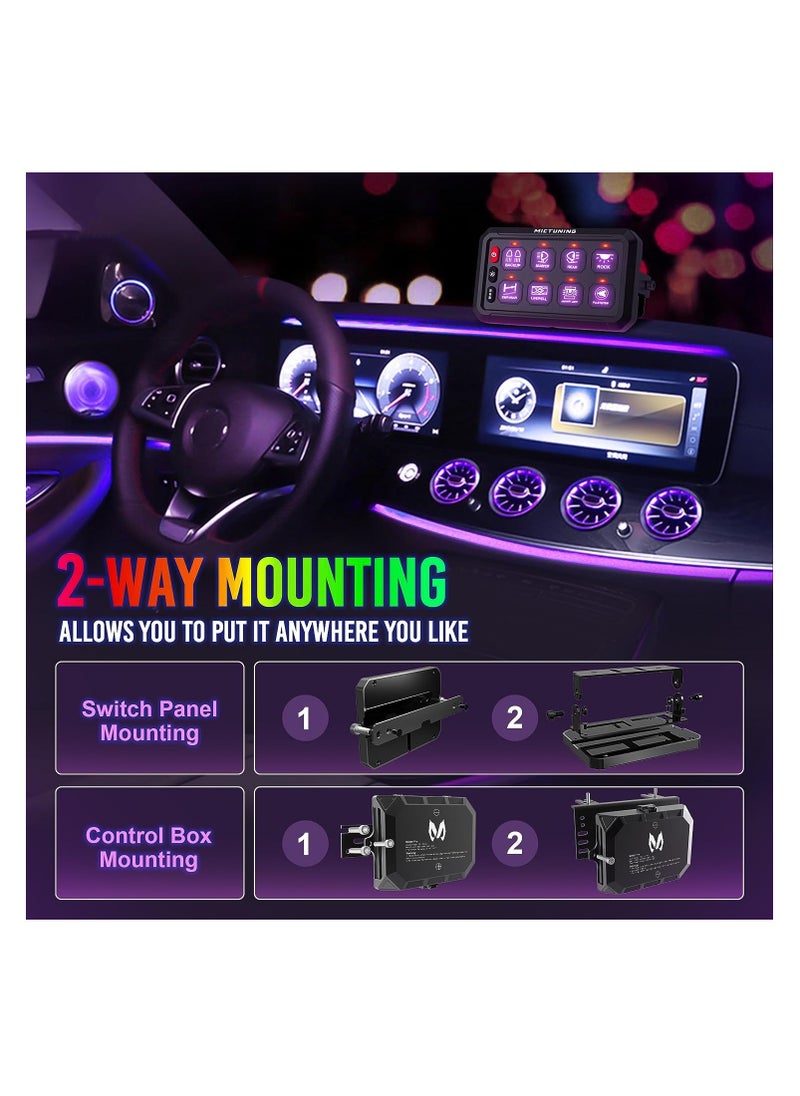 SYOSI 8 Gang High Power Switch Panel for Truck SUV Offroad Marine, Multifunction Toggle Switch Control System 5-Level Brightness Switch Panel Vehicle Relay System Momentary Circuit Control Relay System Box  - Image 5