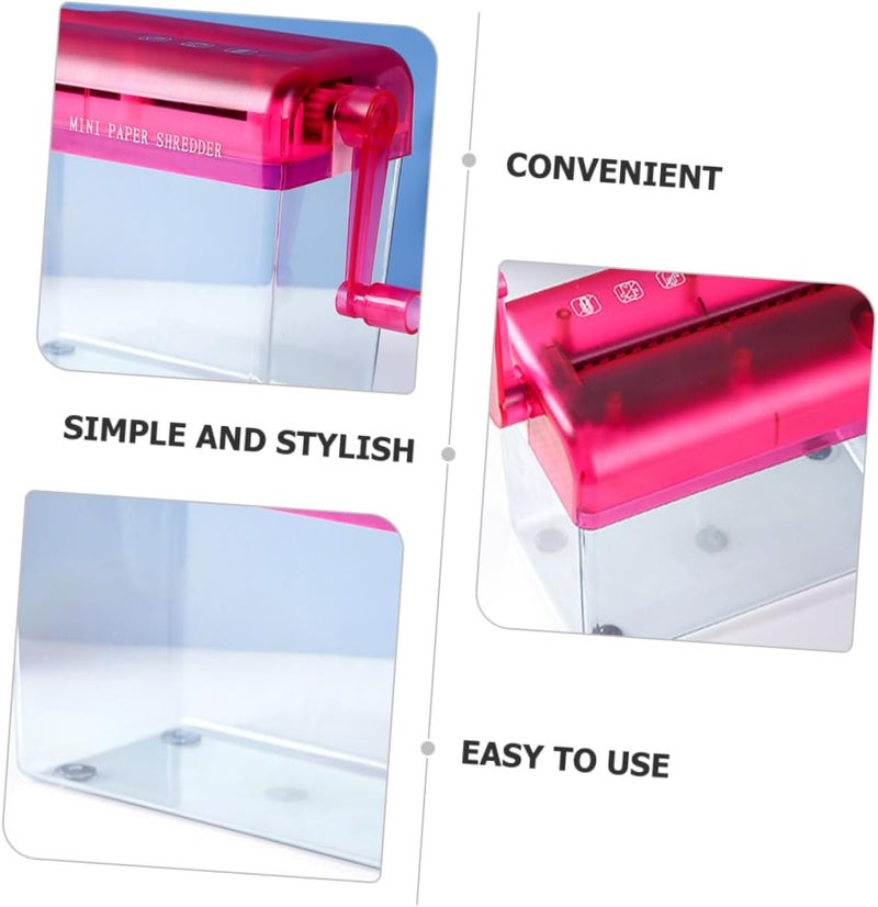 VOSAREA Convenient Hand Crank Paper Shredder Small Desktop Manual Shredder for Office Home Use Lightweight Document Cutter Red - Image 3