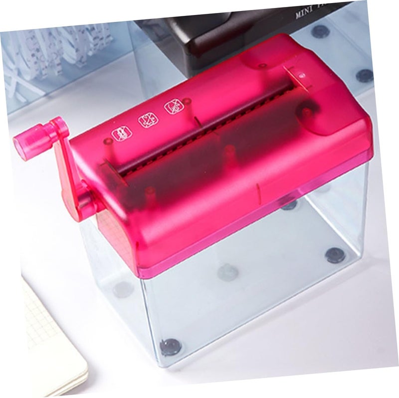 VOSAREA Convenient Hand Crank Paper Shredder Small Desktop Manual Shredder for Office Home Use Lightweight Document Cutter Red - Image 5