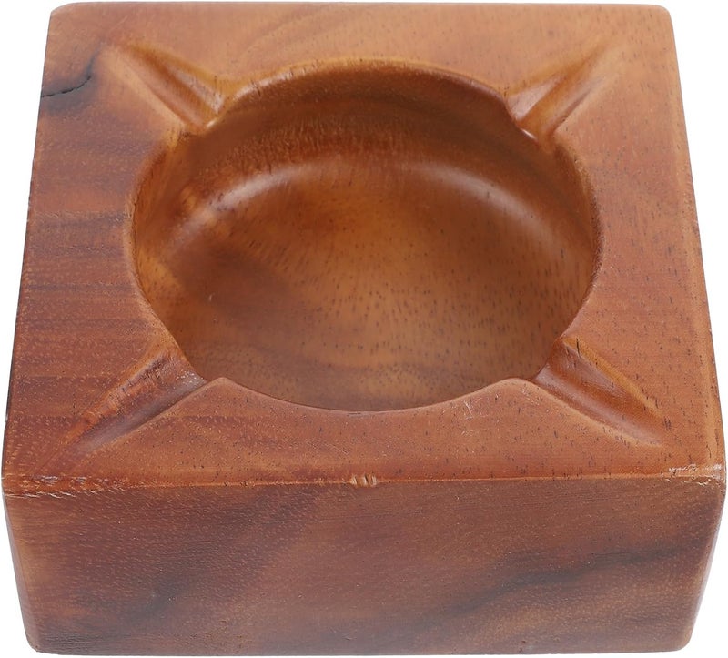 Wooden Ashtray Vintage Ash Holder Large Tabletop Ashtray Retro Style Home Office Desktop Ash Tray for Household Use Portable Decorative - Image 1