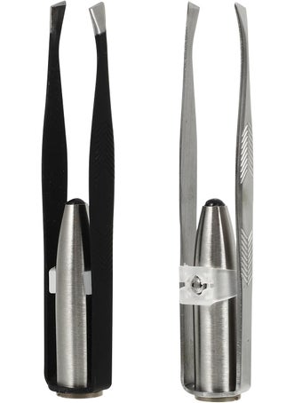 SOLUSTRE SOLUSTRE Eyelash Extension Tweezers 2pcs Tweezers with Light LED Tweezers Pliers Tool Stainless Steel Eyebrow Facial Hair Removal Cosmetic Makeup Tools 9 8x2cm Mens Grooming Trimmer 