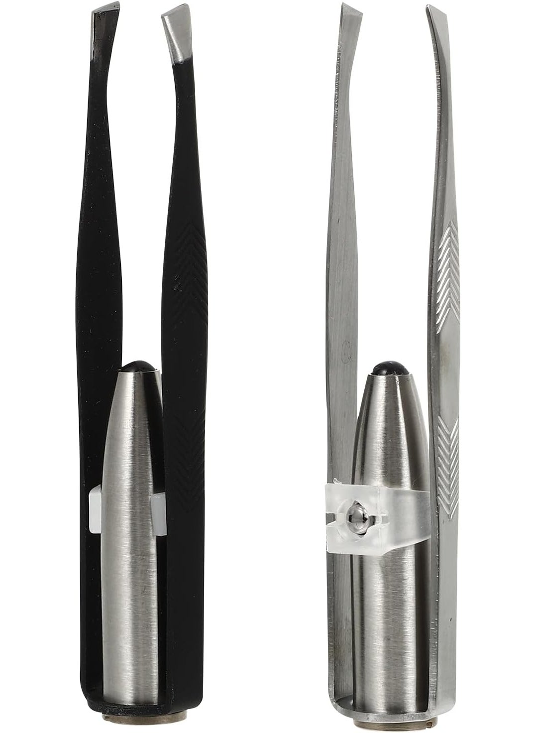 SOLUSTRE - SOLUSTRE Eyelash Extension Tweezers 2pcs Tweezers with Light LED Tweezers Pliers Tool Stainless Steel Eyebrow Facial Hair Removal Cosmetic Makeup Tools 9 8x2cm Mens Grooming Trimmer - Image 1