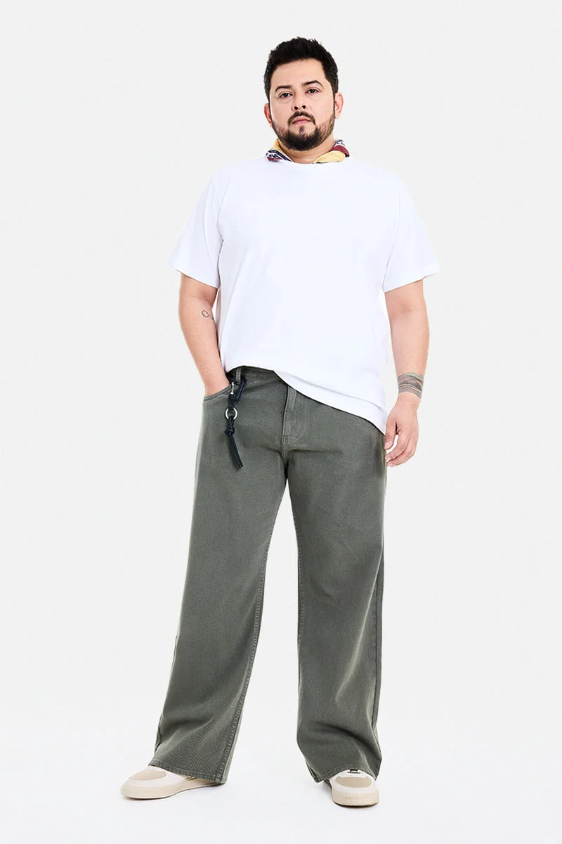 سنيتش Olive Solid Relaxed Casual Plus Size Jeans