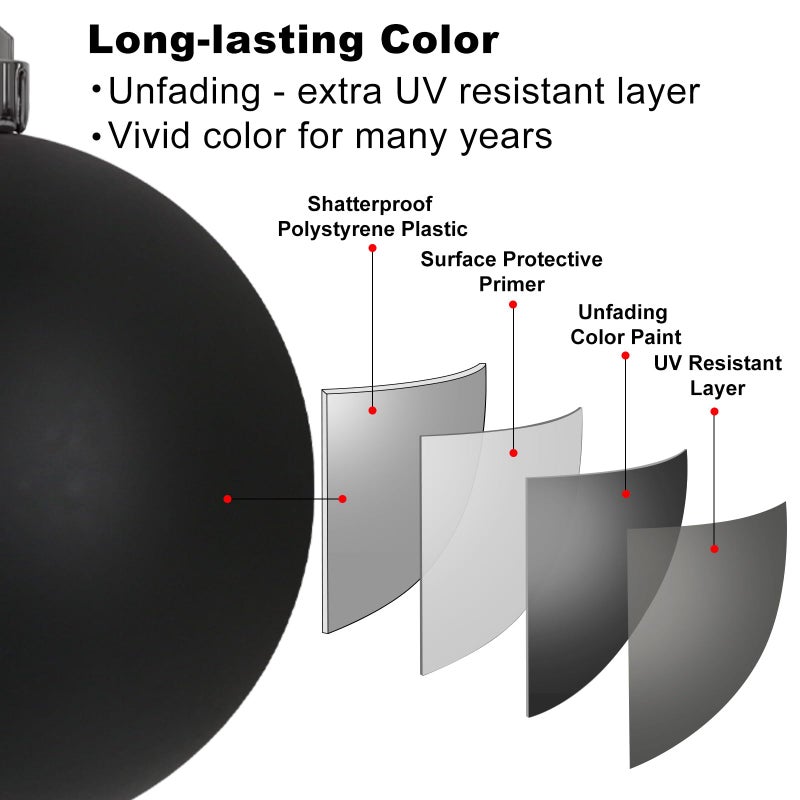 GameXcel Black 4.0"" Large Christmas Balls - Christmas Tree Decoration Ornaments Shatterproof Hanging Balls for Birthday Halloween Mardi Gras Holiday Wedding Decorations Set of 4pcs - Image 4