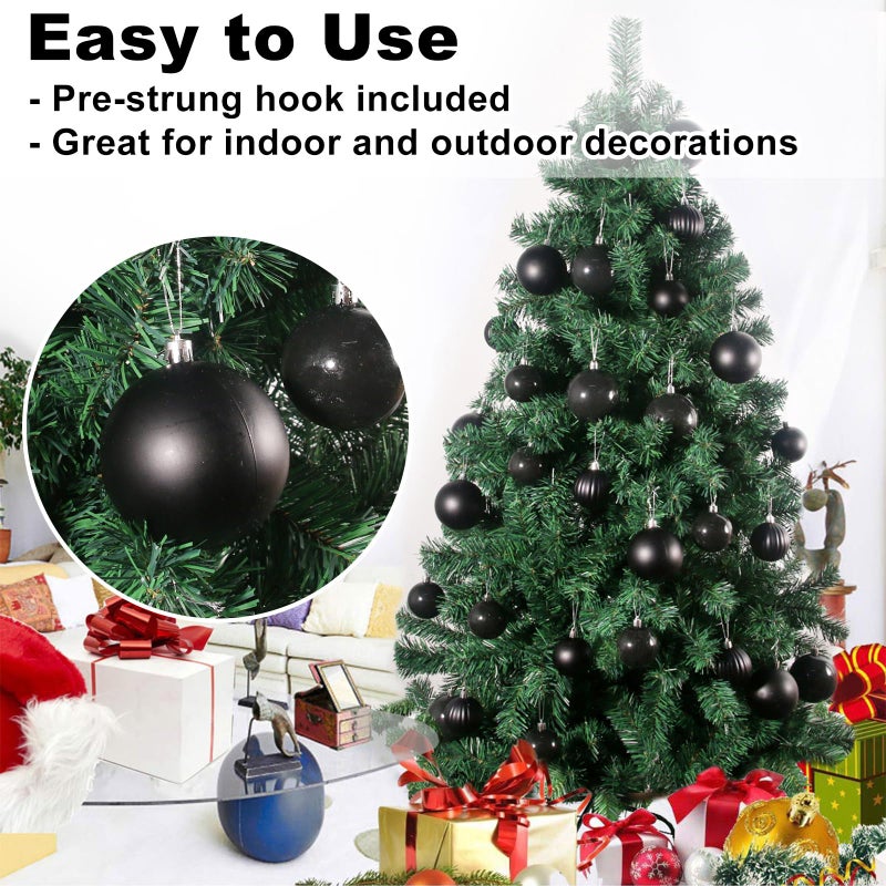 GameXcel Black 4.0"" Large Christmas Balls - Christmas Tree Decoration Ornaments Shatterproof Hanging Balls for Birthday Halloween Mardi Gras Holiday Wedding Decorations Set of 4pcs - Image 5