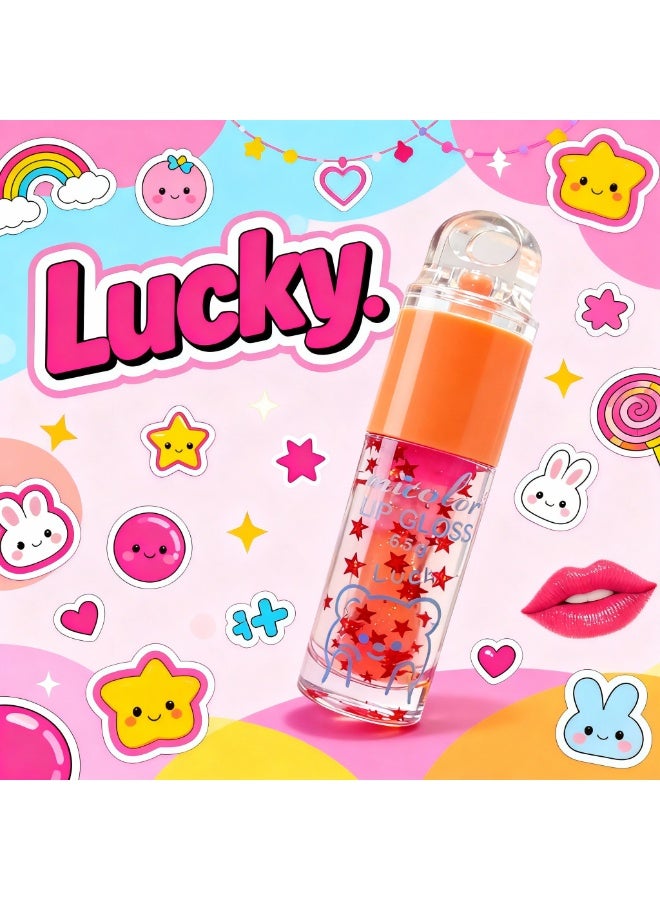 لاكي ملمع شفاه برتقالي مع سلسلة مفاتيح على شكل دب تيدي - Image 1