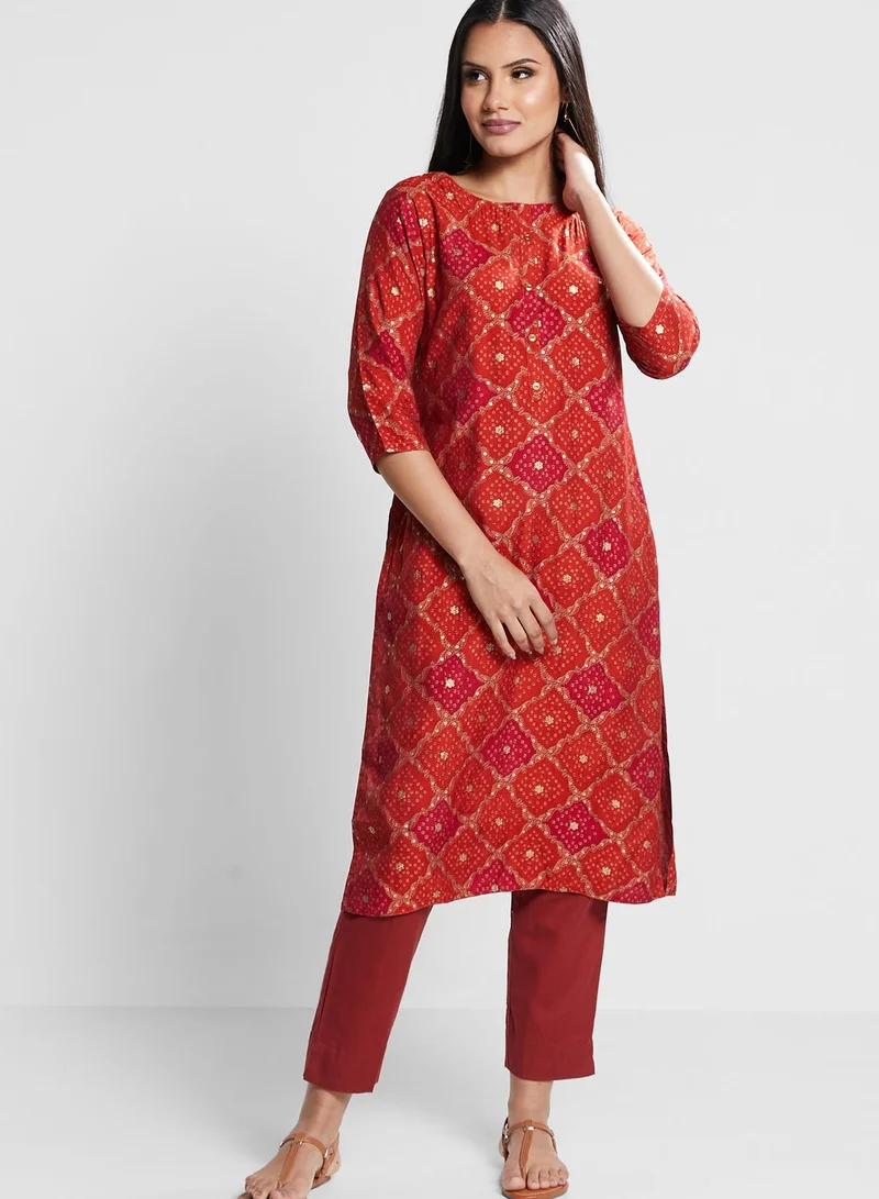 kolaba Printed Side Slit Kurti