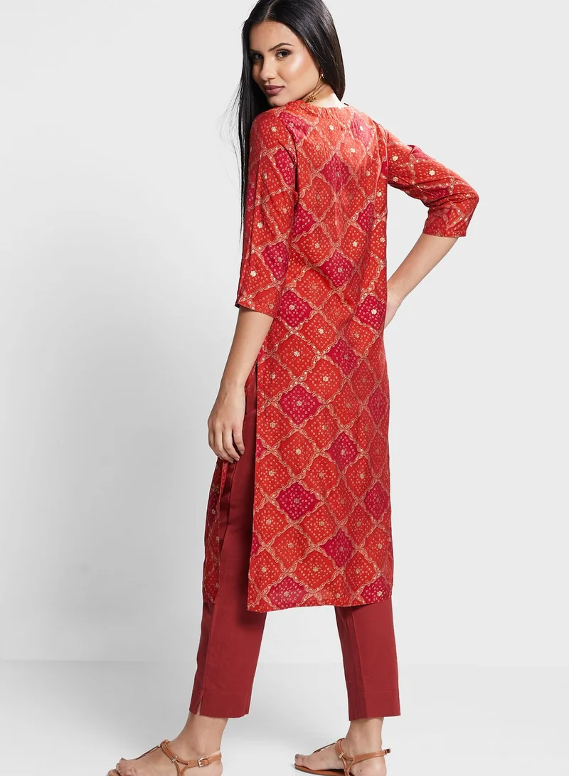 kolaba Printed Side Slit Kurti