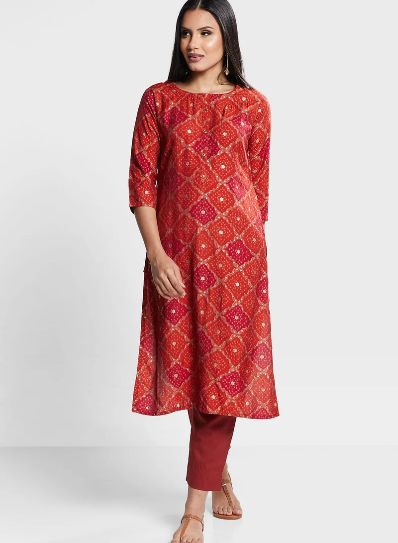 kolaba Printed Side Slit Kurti