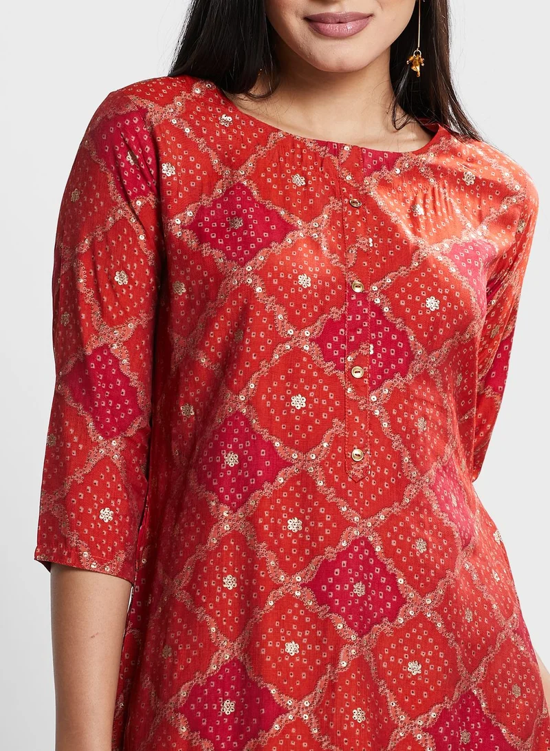 kolaba Printed Side Slit Kurti