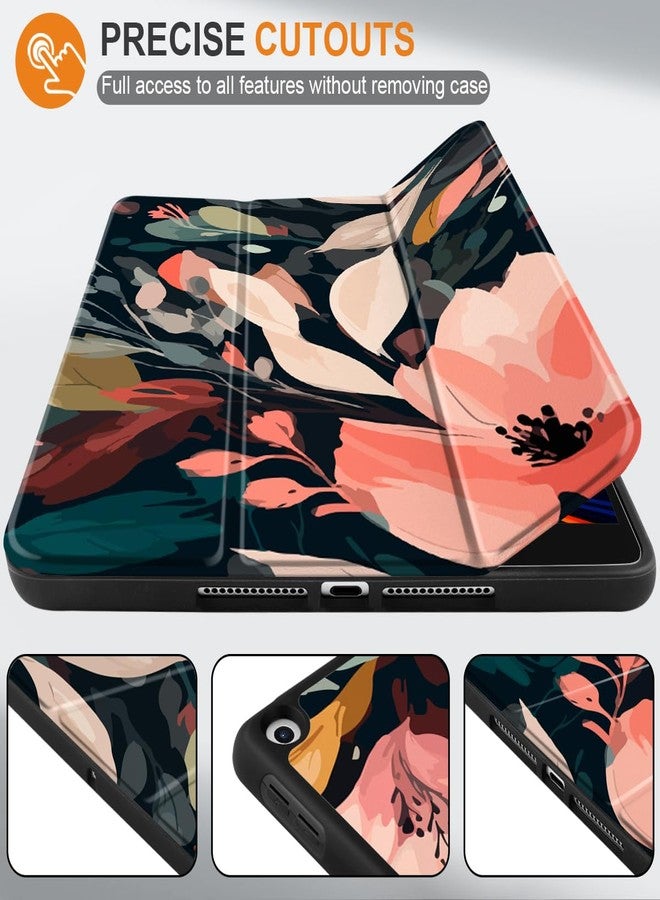 DONGKE جراب دونغكي متوافق مع آيباد 10.2 بوصة (إصدارات 2021، 2020، 2019) من الجيل التاسع/الثامن/السابع، مزود بحامل قلم، جراب حماية رفيع مع ظهر من مادة TPU الناعمة، غطاء تشغيل/إيقاف تلقائي، مزين بنقوش زهور - Image 3