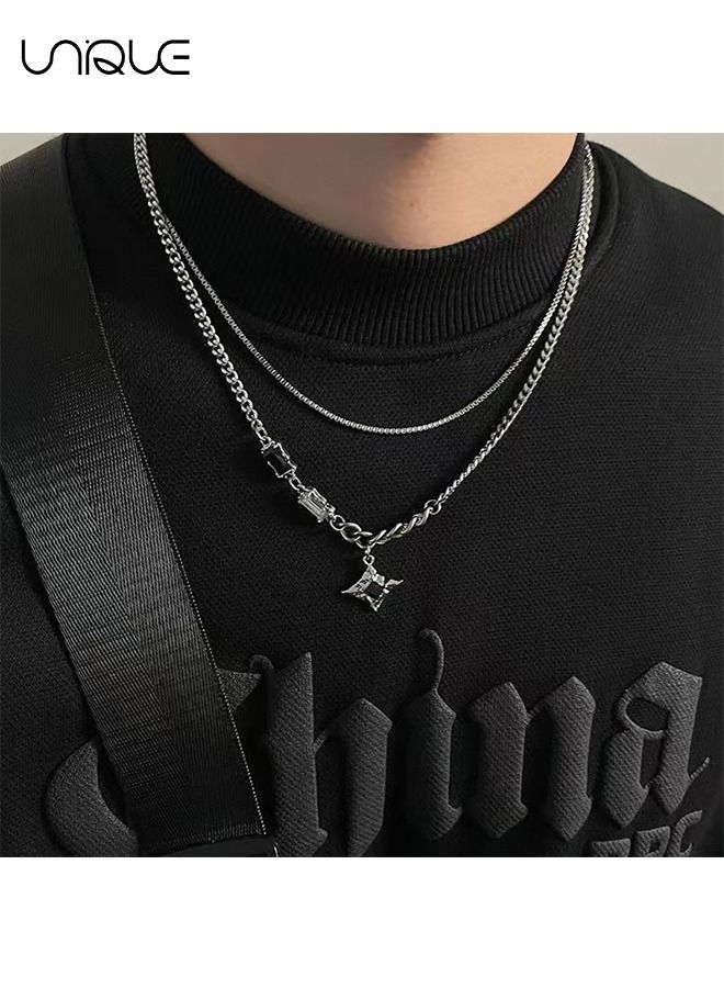 Unique Necklaces - Double Necklaces - Men's Fashion Niche Unisex Style Design - Clavicle Chain - Hip Hop Accessories - Image 1