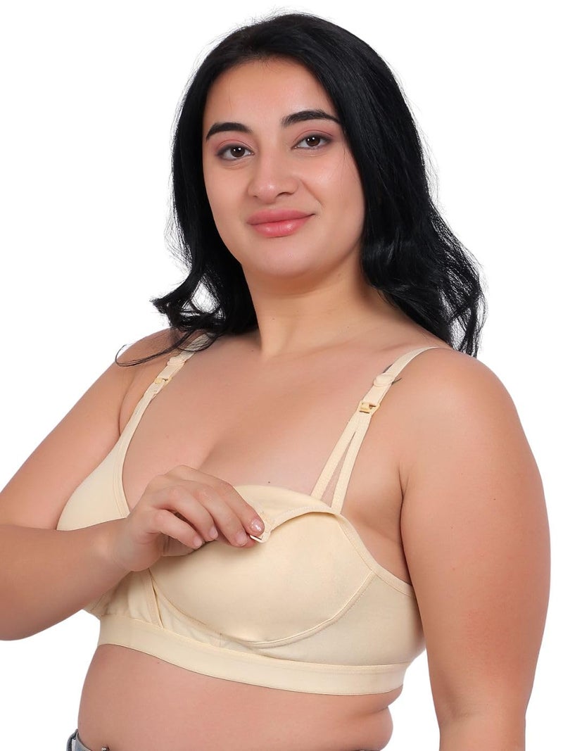 Fabme Women's Nursing, Maternity, Feeding, Seamless Bra (Color: Skin, Size: 34C, Pack of 1) - Image 1