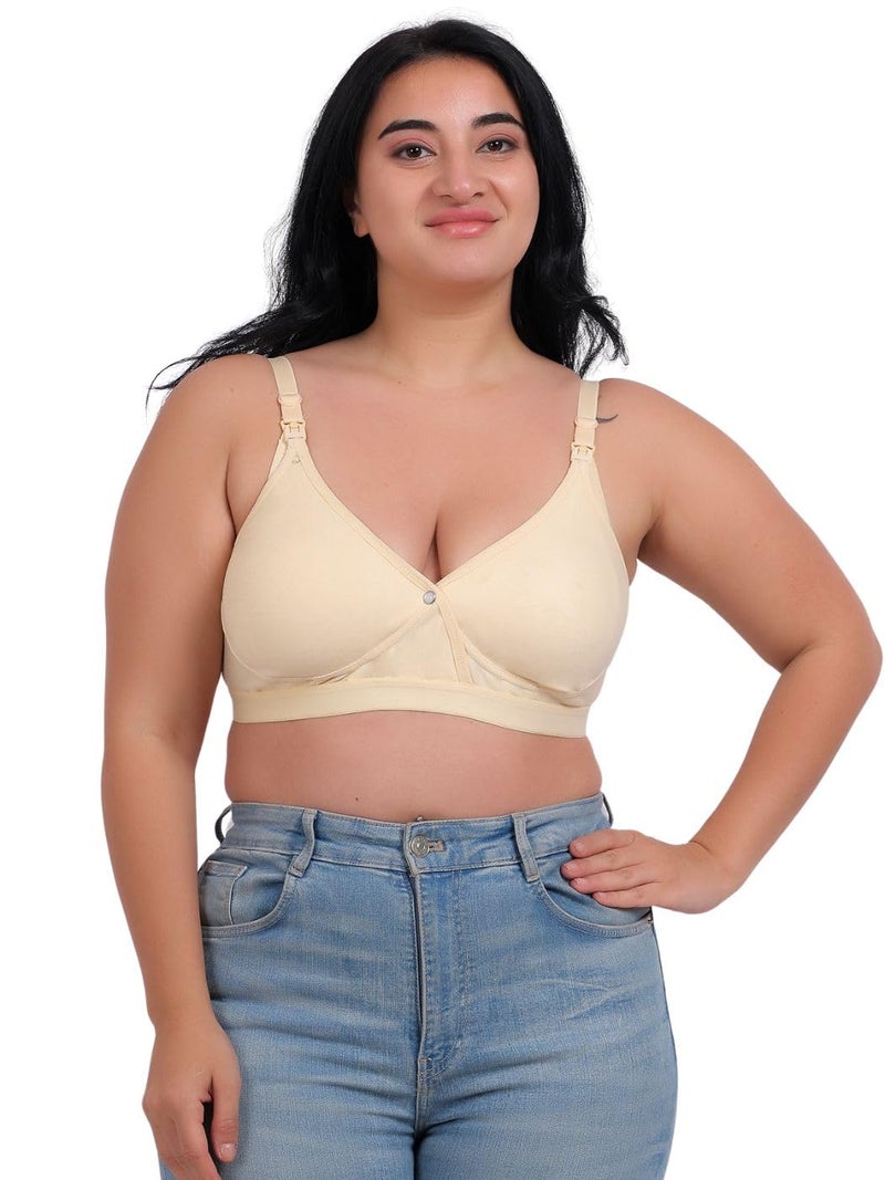 Fabme Women's Nursing, Maternity, Feeding, Seamless Bra (Color: Skin, Size: 34C, Pack of 1) - Image 3