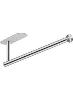 Kitchen Paper Towel Holder & Dispenser Under Cabinet Cupboard Wall Mount Paper Roll Bathroom Toilet Tissue Shelf Hanging Towel Rack Hanger– Self Adhesive/Drilling Silver 13 Inch