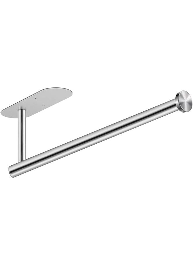 Zaboon - Kitchen Paper Towel Holder & Dispenser Under Cabinet Cupboard Wall Mount Paper Roll Bathroom Toilet Tissue Shelf Hanging Towel Rack Hanger– Self Adhesive/Drilling Silver 13 Inch - Image 1