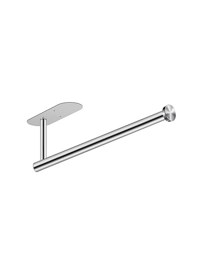 Zaboon - Kitchen Paper Towel Holder & Dispenser Under Cabinet Cupboard Wall Mount Paper Roll Bathroom Toilet Tissue Shelf Hanging Towel Rack Hanger– Self Adhesive/Drilling Silver 13 Inch - Image 1