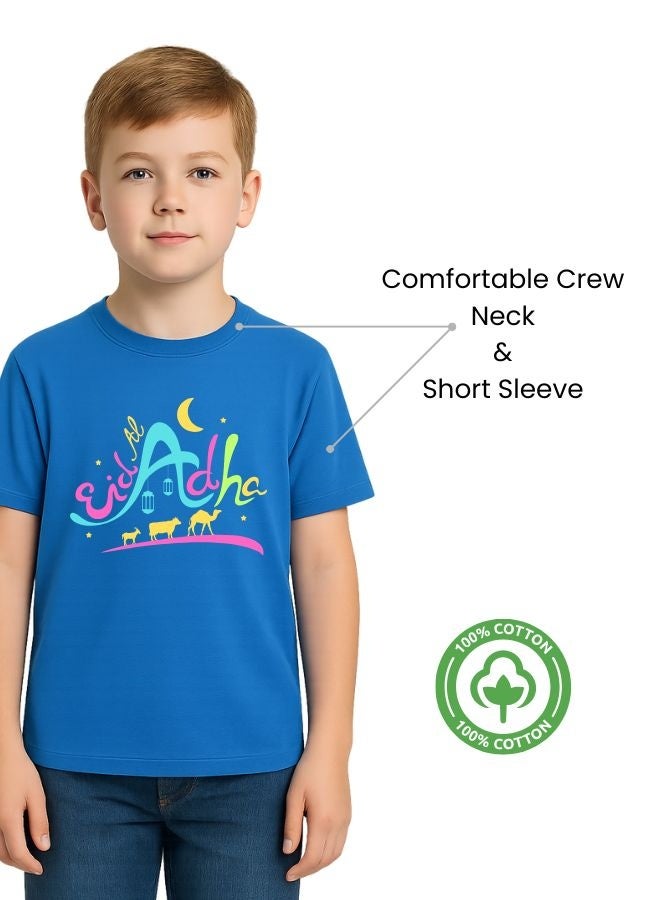 PRINTSHOP4ME Boys Eid Al-Adha Themed Cotton T-Shirt–Round Neck,Short Sleeve,Comfortable Kids Wear For Festive Celebrations - Image 2