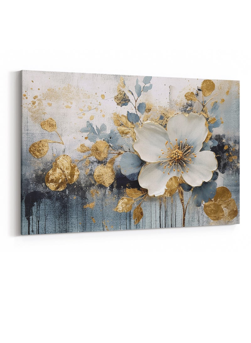 لوحة كانفاس على إطار خشبي بتصميم زهرة ذهبية - Image 4