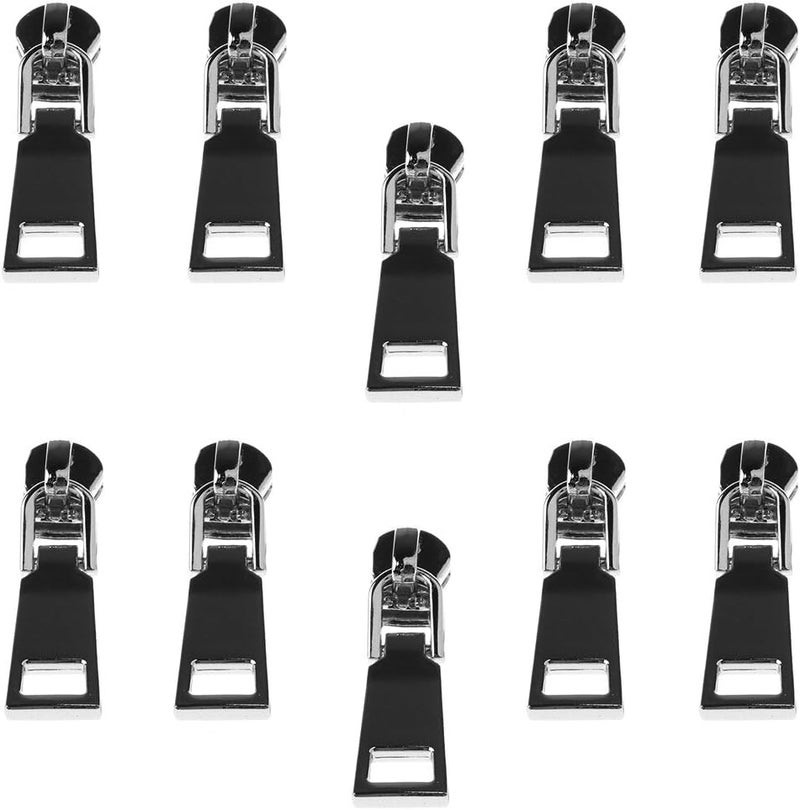 klarako 10 Pieces #5 New Zipper Slider Puller Metal Zipper Zip Repair Replacement for Broken Jacket Coat Backpack Quick Fixing - Black, 4.5 x 1.2 cm - Image 1