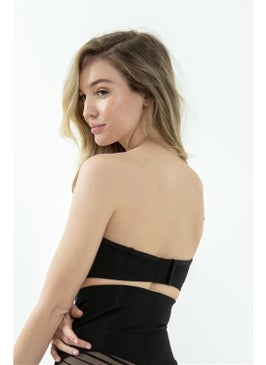 Magic Form 7138 Women's Large Size Plain Fabric Strapless Bra (Brest Piping) - Black10  - Image 4