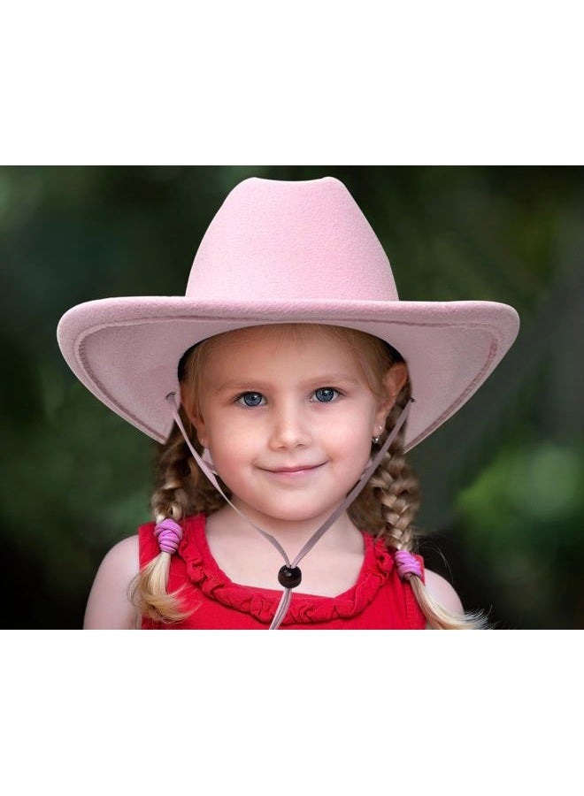 Jastore Kids Girls Boys Western Cowboy Cowgirl Hat with Buckle Belt Felt Fedora Hat, Pink, 4-12 Years - Image 5