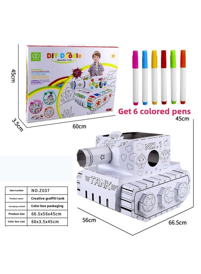 6-year-old Children's Cardboard Corrugated Box Assembled Tank Toys For Primary School Students Large Model Handmade Material Diy-Color:Large Double Cannon Armored Vehicle Assembled  - Image 5