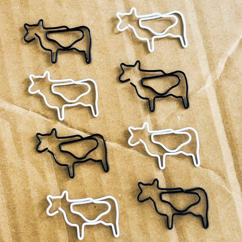 Cow Shaped Paper Clips 60 Cows Creative Animal Metal Bookmarks for Office Supplies Wedding Coworkers Gifts Cow Lovers White and Black - Image 3