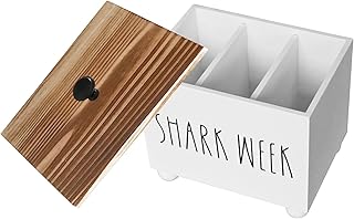 CHONIC CHONIC Tampon Holder for Bathroom, Farmhouse Pad Storage Container, Rustic Wood Bathroom Storage Bin with Lid, Period  - Image 1